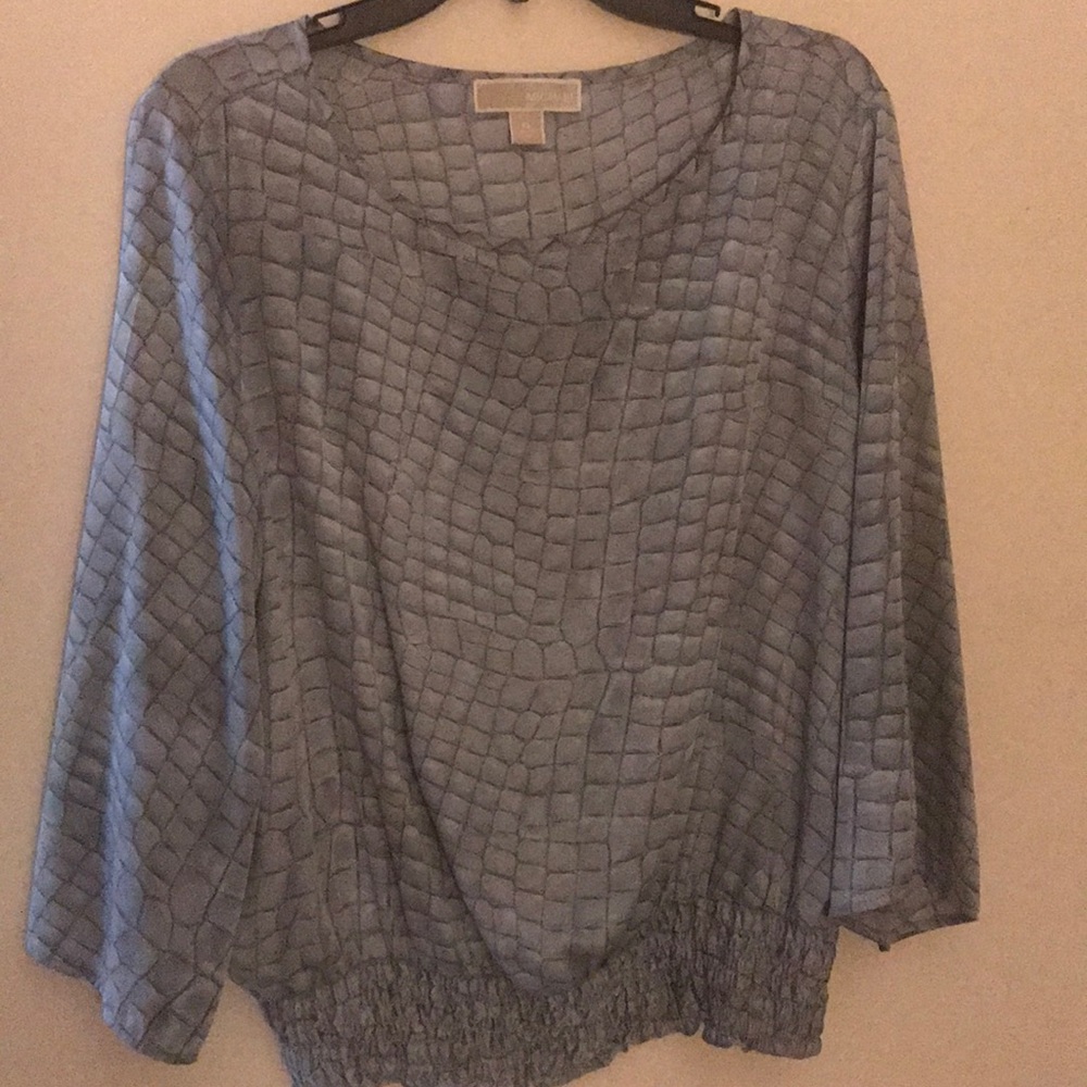 Michael Kors Silver Python Peasant Top - image 1